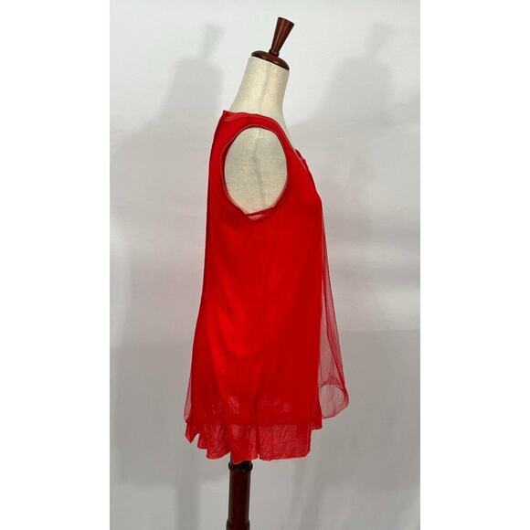 RUNDHOLZ Black Label Sz L Large Red Layered Tulle Tank Top Sleeveless NWT - Picture 4 of 9